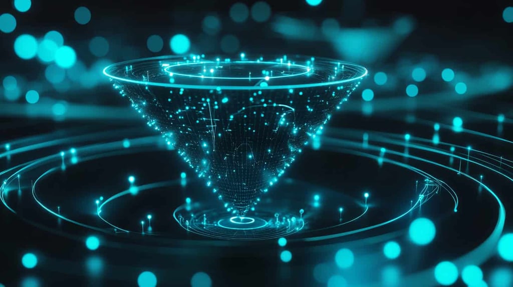 AI-enhanced marketing funnel showing how personalization improves each stage of the customer journey