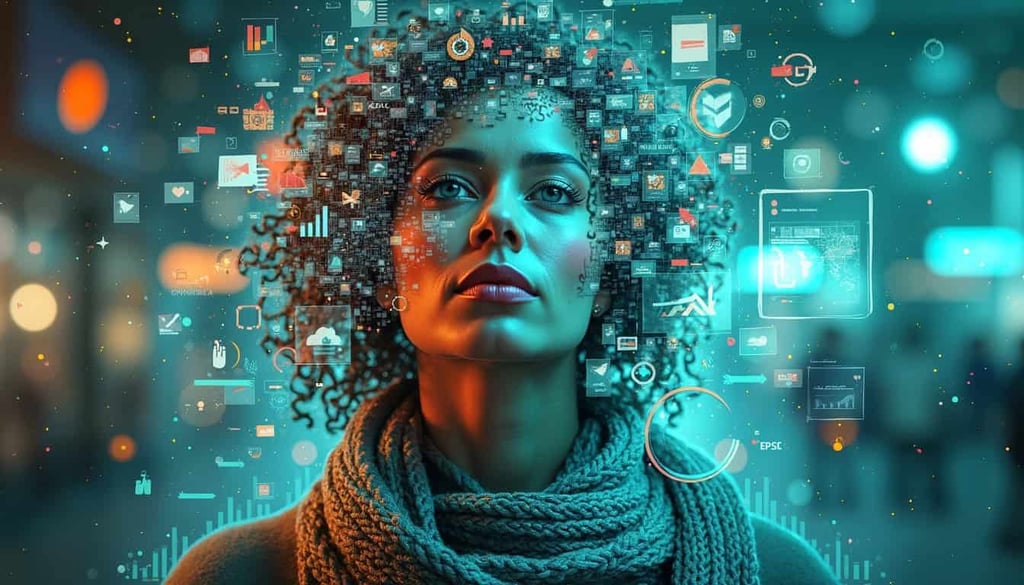 AI-supported e-commerce and retail personalization showing a woman engaging with tailored shopping experiences